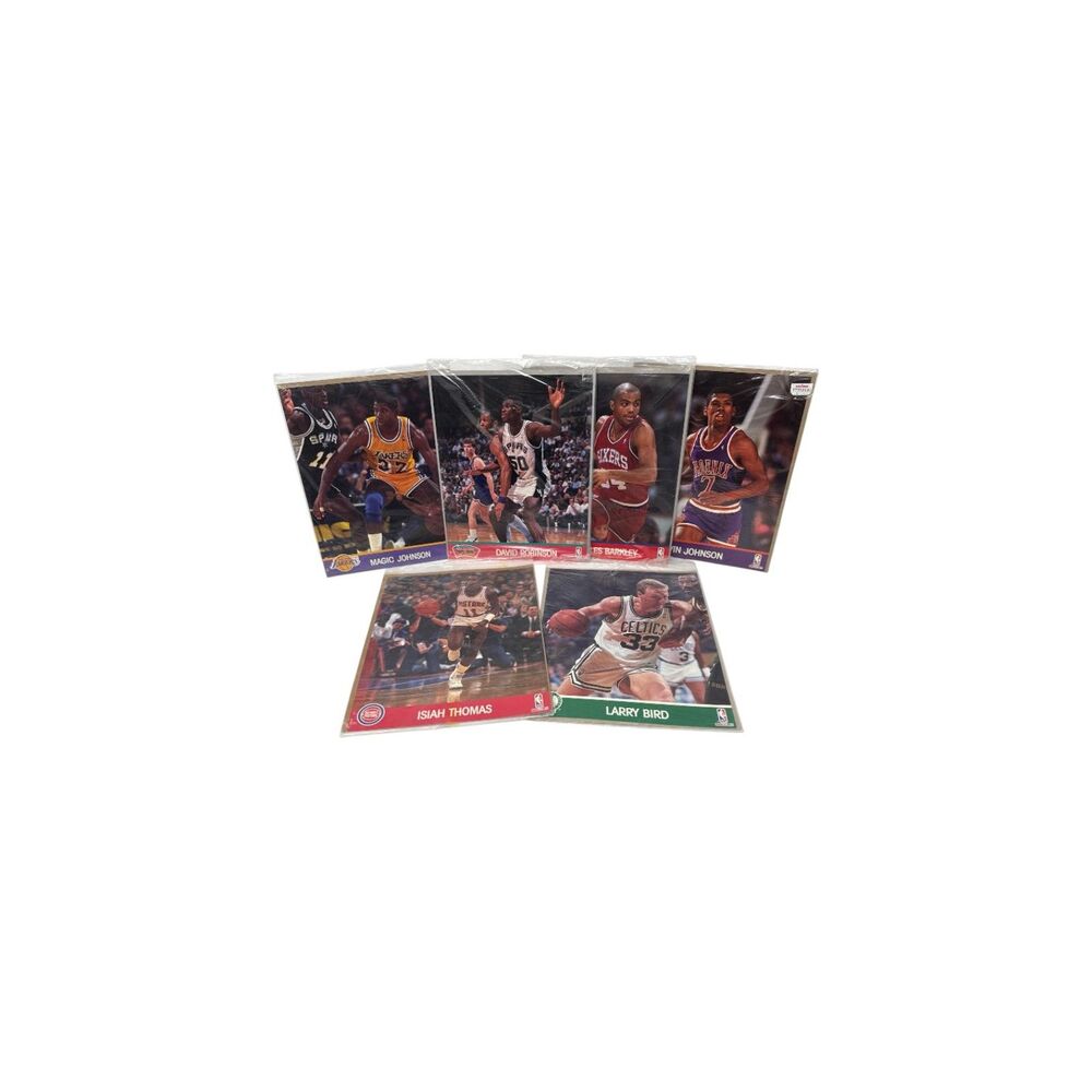 NBA Hoops Action Glossy photo lot (6) Magic Robinson Thomas Barkley Bird Johnson